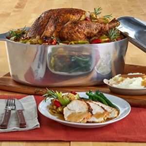 IMUSA USA Heavy Duty Cajun Oval Cast Aluminum Roaster 18", Silver