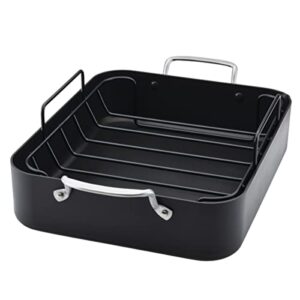 KitchenAid Hard Anodized Roasting Pan/Roaster with Removable Rack, 13 Inch x 15.75 Inch, Matte Black