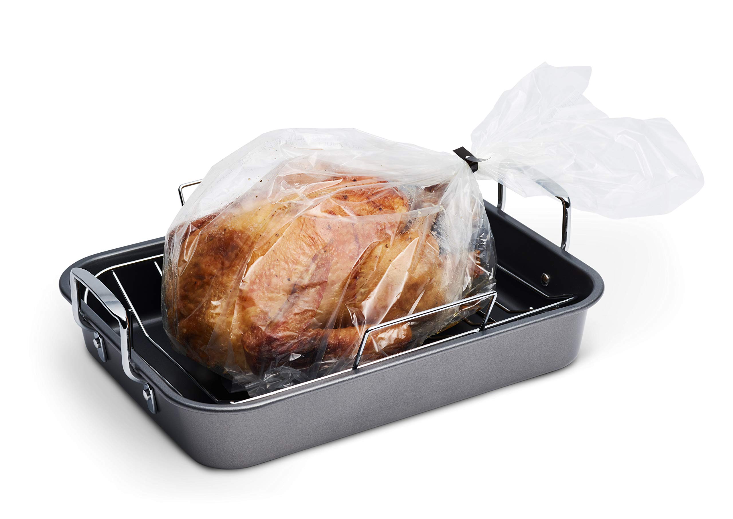 PanSaver Roasting Bag - Cooking Bags for Oven - Turkey Cooking Bag with Ties - Helps Keep Food Moist - Durable Nylon Bag - Easy Cleanup - 18 x 24 Inches, 100 Count