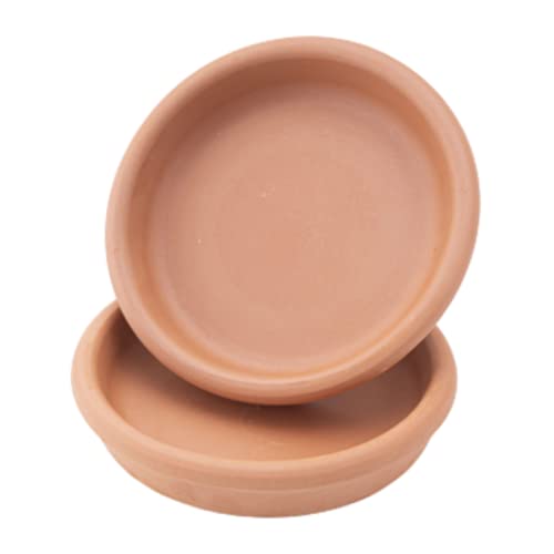 Handmade Clay Roaster Pan Set of 2, Lead-Free Terracotta Pots for Cooking, Meat, Vegetables, or Mushrooms, Unglazed Round Earthenware Pottery Cookware Suitable for Stovetop and Oven-Cooking