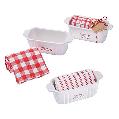 Mud Pie BAKED HOLIDAY MINI BAKER SET, 2 1/2" x 7" x 3" | towel 26" x 18"