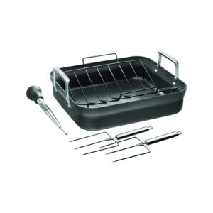 zwilling motion hard anodized 16 x 14-inch aluminum nonstick roaster pan w/rack & tools