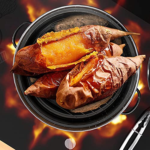 Roasting Pan with Lid, Enamel Oval Turkey Roaster Pan Black Covered Oval Roaster Pan for Turkey Small Chicken Barbucue and Sweet Potato