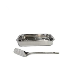 gold coast stainless steel roasting pan with rack & turner, silver