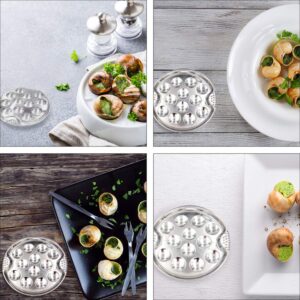 Hemoton 2pcs Stainless Steel Snail Mushroom Escargot Plate Dishes Escargot Round Baking Dish Escargot Dining Set with 12 Compartment Holes for Escargot Conch Snail Bake Pan