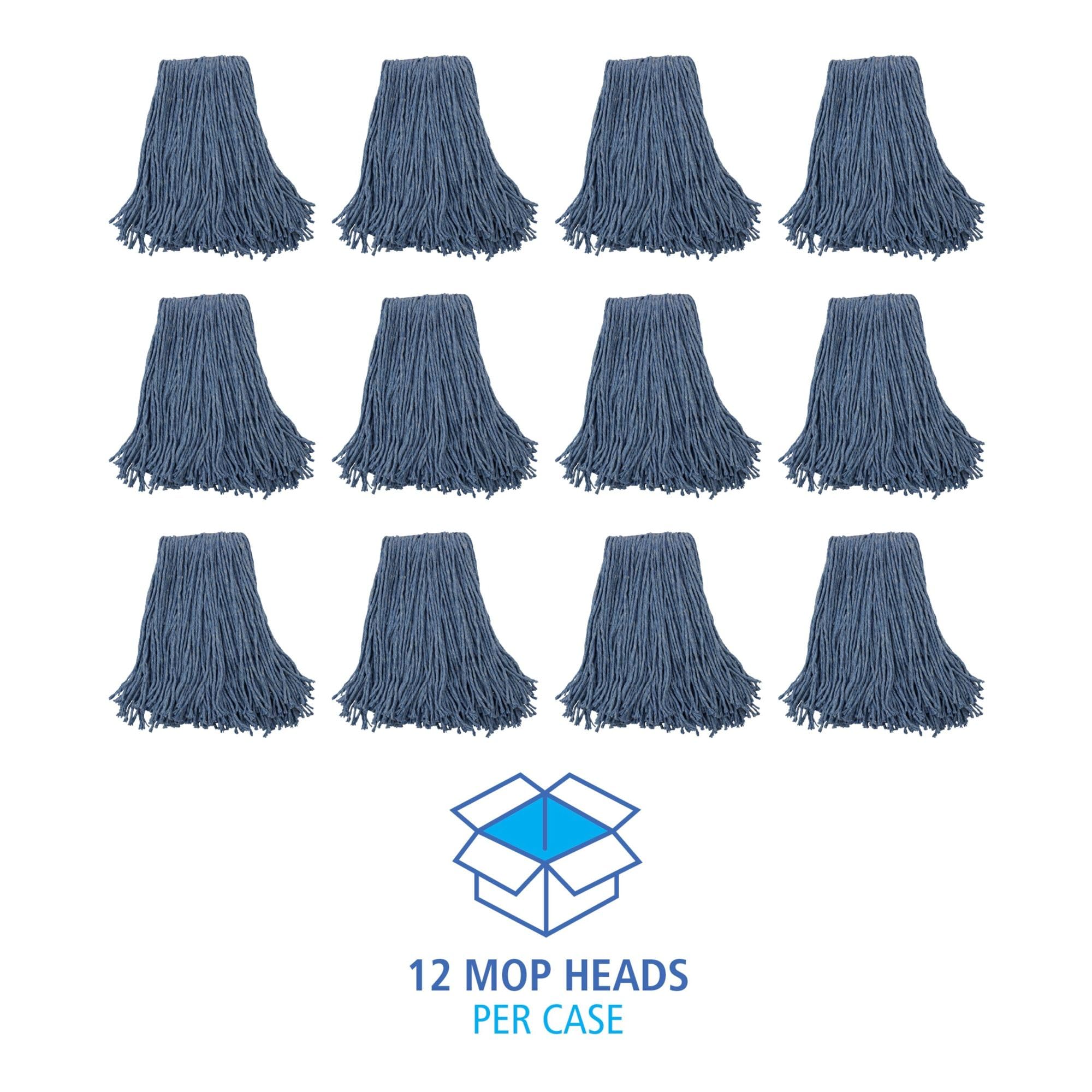 Boardwalk BWK2020B #20 Cut-End Standard Head Cotton/Synthetic Fiber Mop Head - Blue (12/Carton)