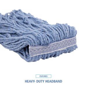 Boardwalk BWK2020B #20 Cut-End Standard Head Cotton/Synthetic Fiber Mop Head - Blue (12/Carton)