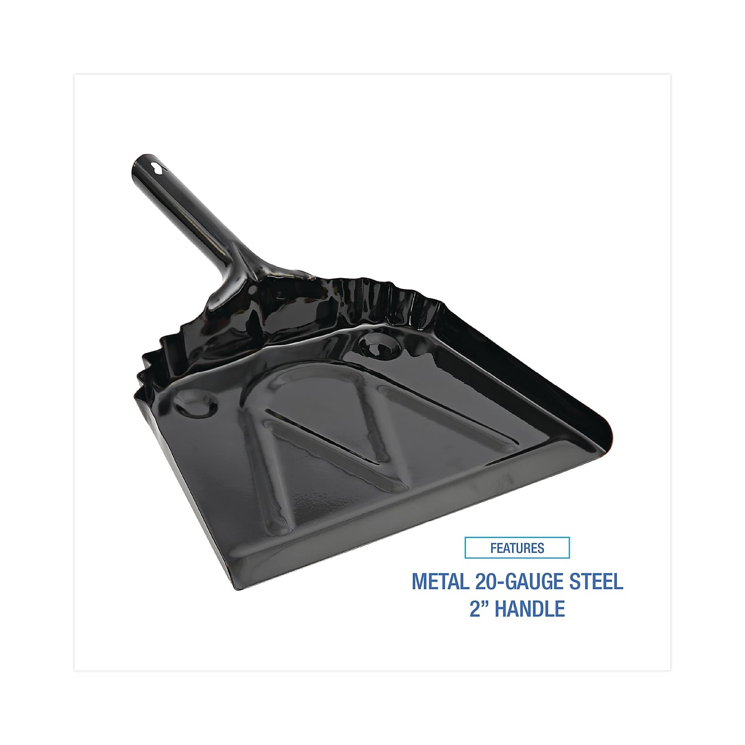 BOARDWALK 04212EA Metal Dust Pan, 12-Inch Wide, 2-Inch Handle, Black