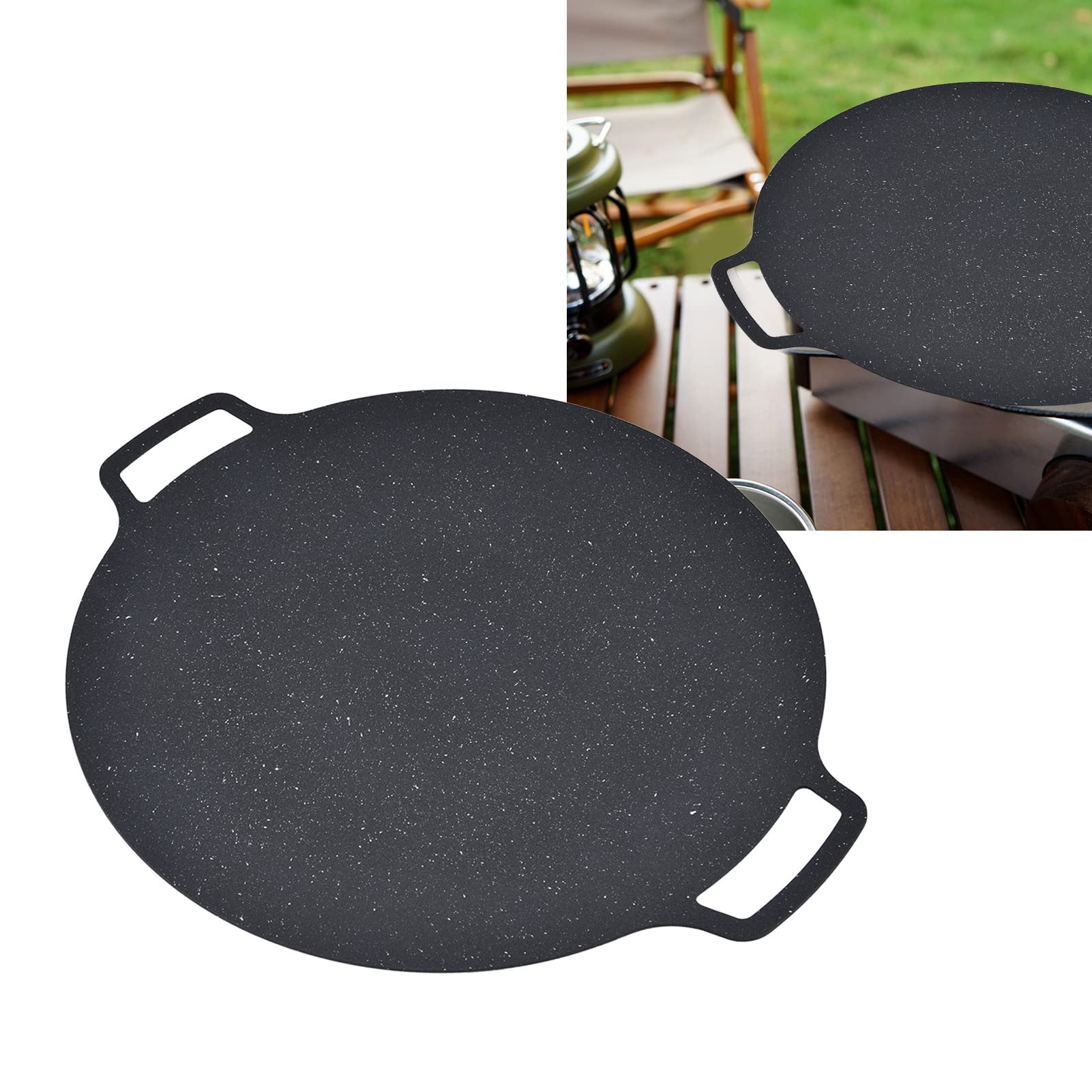 Zerodis Household Barbecue Pan,Korean BBQ Smokeless Round Nonstick Baking Tray BBQ Roasting Tray Kitchen Utensils for Indoor Outdoor Roasting (41CM)