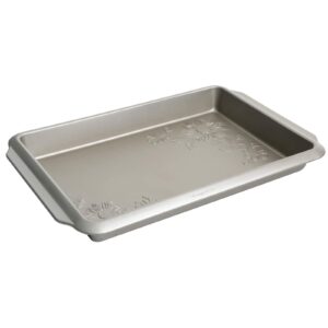 roasting pan, cookie sheet, non stick bakeware, silver finish baking tray, 13" x 9" broil pan by imperial home