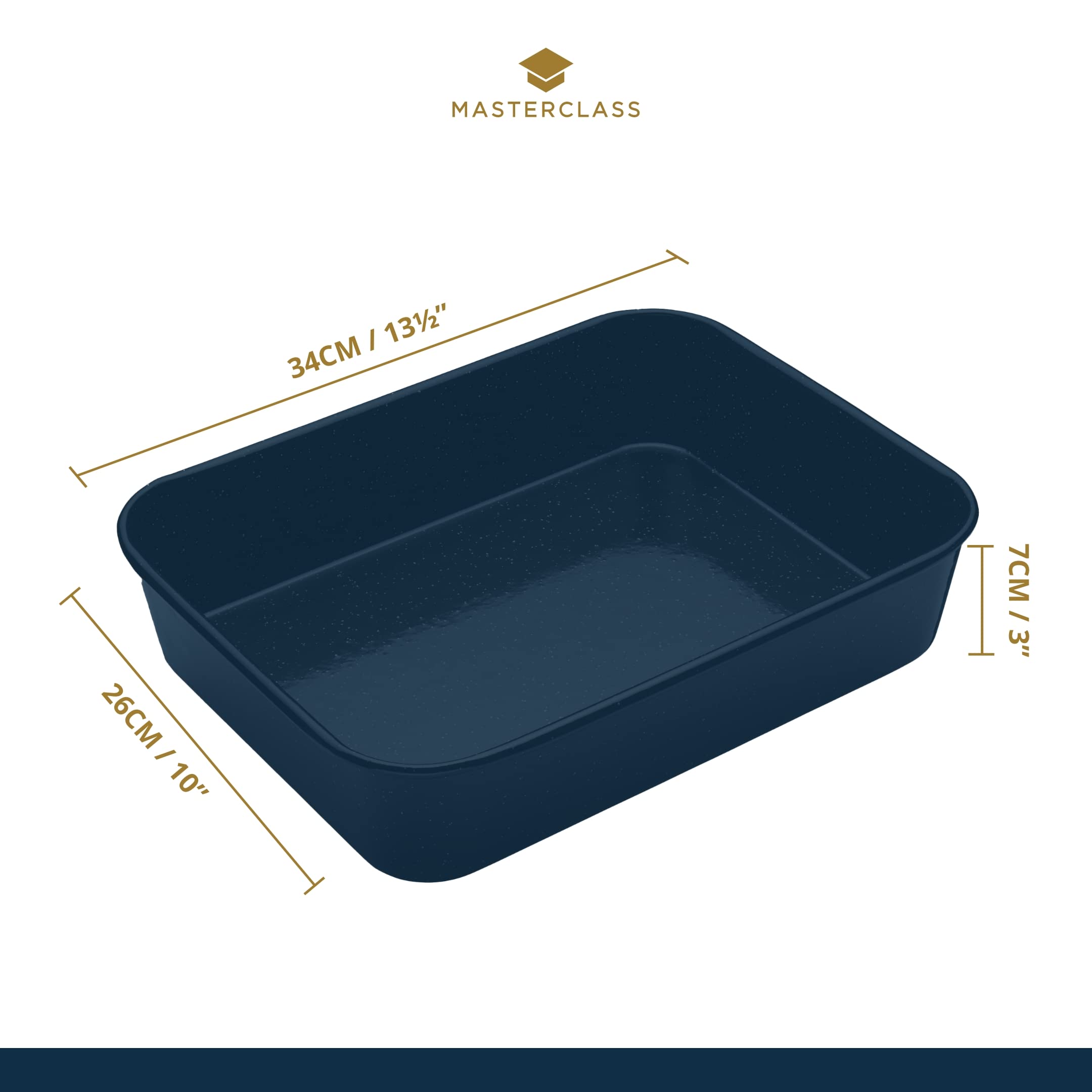 MasterClass Vitreous Enamel Roasting Tin, Induction Safe 1mm Steel with Scratch Resistant Coating, Medium (34 x 26cm)