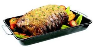 barbecue genius ceramic drip pan for roasting or rotisserie 36105