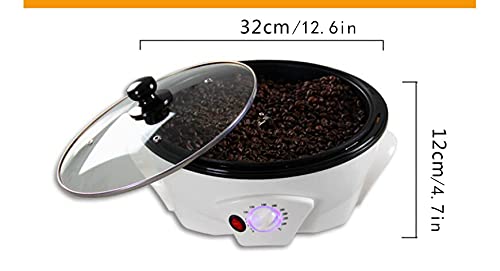 Electric Coffee Roaster Machine Coffee Bean Baker Roaster Coffee Roasting Machine Household 110V Peanut Nuts Home Coffee Roasting Machine 1200W (B-White)