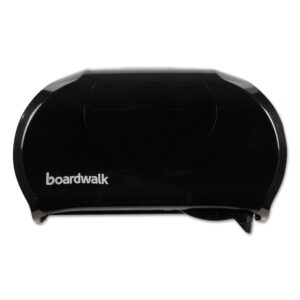 boardwalk r3670bkbw 13 in. x 6.75 in. x 8.75 in. standard twin toilet tissue dispenser - black