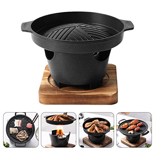 Happyyami 1Set Grill Charcoal Korean BBQ Metal Roasting Rack japanese plate Baking Tool turkey roasting rack Baking Oven Roasting Oven Food Carbon Furnace camping stove aluminum Ham barbecue