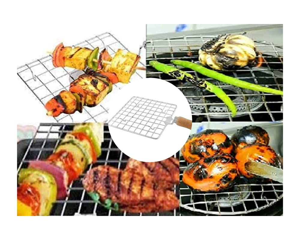 Stainless Steel Square Roasting Net Papad Grill Roti Jali Chapathi Grill - 1 Pc