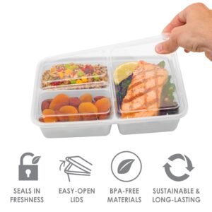 Bentgo® Prep 3-Compartment Containers - 20-Piece Meal Prep Kit with 10 Trays & 10 Custom-Fit Lids - Durable Microwave, Freezer, Dishwasher Safe Reusable BPA-Free Food Storage Containers (Silver)