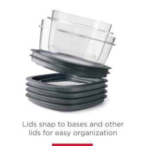 Rubbermaid 28-Piece Food Storage Containers with Snap Bases for Easy Organization and Lids for Lunch, Meal Prep, and Leftovers, Dishwasher Safe, Clear/Grey