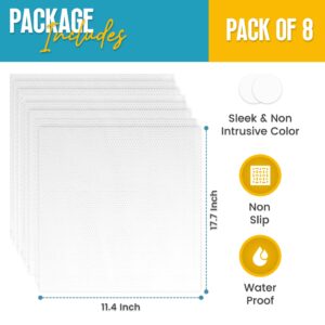 Refrigerator Liners for Shelves (8 Pack) by Linda’s Essentials | Easy to Clean Fridge Liner with Spill Protection Refrigerator Shelf Liners & Drawer Liner | Nonslip BPA-Free Refrigerator Mats (Clear)