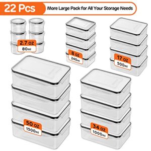 Food Storage Container with Lid (22 Lids & 22 Containers) - Airtight Leakproof Plastic Kitchen Organization Set Reusable Microwave/Freezer/Dishwasher Safe Meal Prep Container with Label & Pen