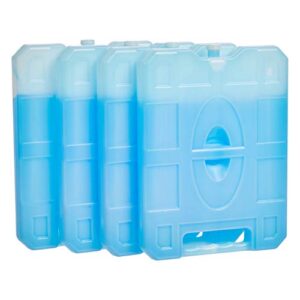 amazon basics reusable hard sided rectangular ice pack, pack of 4, large, blue, 10.4" x 7.9" x 1.2"
