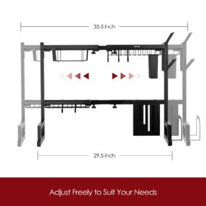 Sakugi Over The Sink Adjustable Dish Drying Rack - w/Large Capacity, Premium Space-Saving Rack for Kitchen Counter, Multifunctional 2-Tier, Stainless Steel