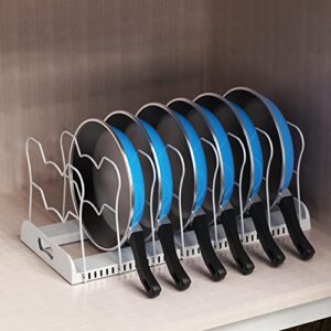 Simple Houseware 10 Compartments Expandable Pan Organizer, White, Plastic, Metal, 12"-22"L x 9.5"W x 8.5"H