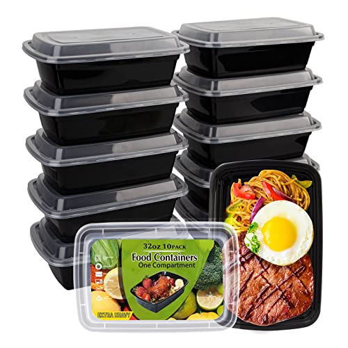 WGCC Meal Prep Containers, 10 Pack 32OZ Food Storage Containers with Lids, Extra-thick To Go Containers, Reusable Bento Lunch Box, BPA-Free, Microwave/Dishwasher/Freezer Safe