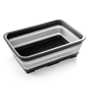 bino collapsible wash basin - grey | portable dish tub | kitchen | camping | sink | home essentials | baby travel | folding dish pan for maximum space saving
