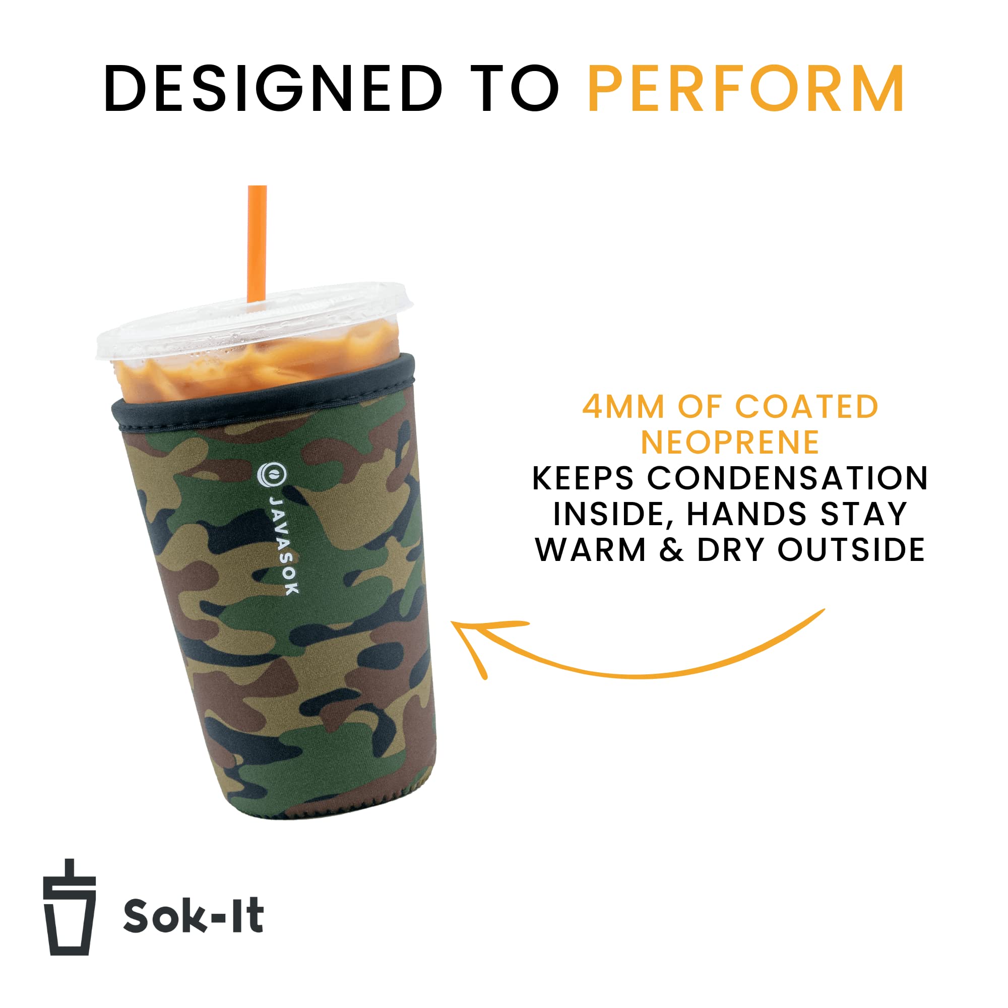 Sok It Java Sok Iced Coffee & Cold Soda Insulated Neoprene Cup Sleeve (English Garden Picnic, Medium: 24-28oz)