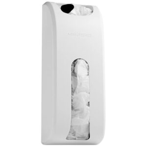 manterio plastic bag holder | durable plastic wall mount kitchen grocery bag storage organizer | smudge proof, fingerprint resistant | white