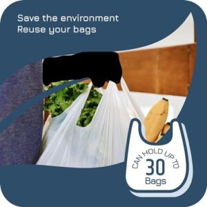 Manterio Plastic Bag Holder | Durable Plastic Wall Mount Kitchen Grocery Bag Storage Organizer | Smudge Proof, Fingerprint Resistant | White