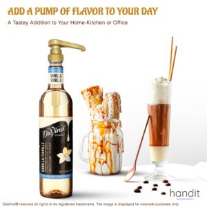 HANDIT - Gold Coffee Syrup Commercial Beverage Dispenser Pumps | Fits Liter 750ml / 25-4oz Syrups Torani, DaVinci, Jordan's Skinny (Monin 33.8oz Plastic Bottles) (6 Pack)