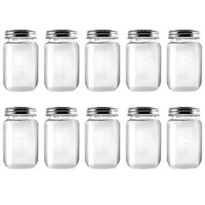 novelinks 16 ounce clear plastic jars containers with screw on lids - refillable round empty plastic slime storage containers for kitchen & household storage - bpa free (10 pack)