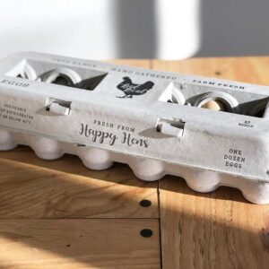 25 Egg Cartons- Adorable Printed Vintage Design for Farm Fresh Eggs, Recycled Paper Cardboard, Sturdy & Reusable, Carton Holds up to XL Chicken Eggs (25, Locally Laid Hen)