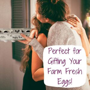 25 Egg Cartons- Adorable Printed Vintage Design for Farm Fresh Eggs, Recycled Paper Cardboard, Sturdy & Reusable, Carton Holds up to XL Chicken Eggs (25, Locally Laid Hen)