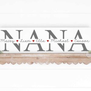Mother's Day Gift Nana Christmas | Christmas Gift for Grandma | Personalized with YOUR NAMES | CHOOSE COLORS | 20" x 6" Wood Sign