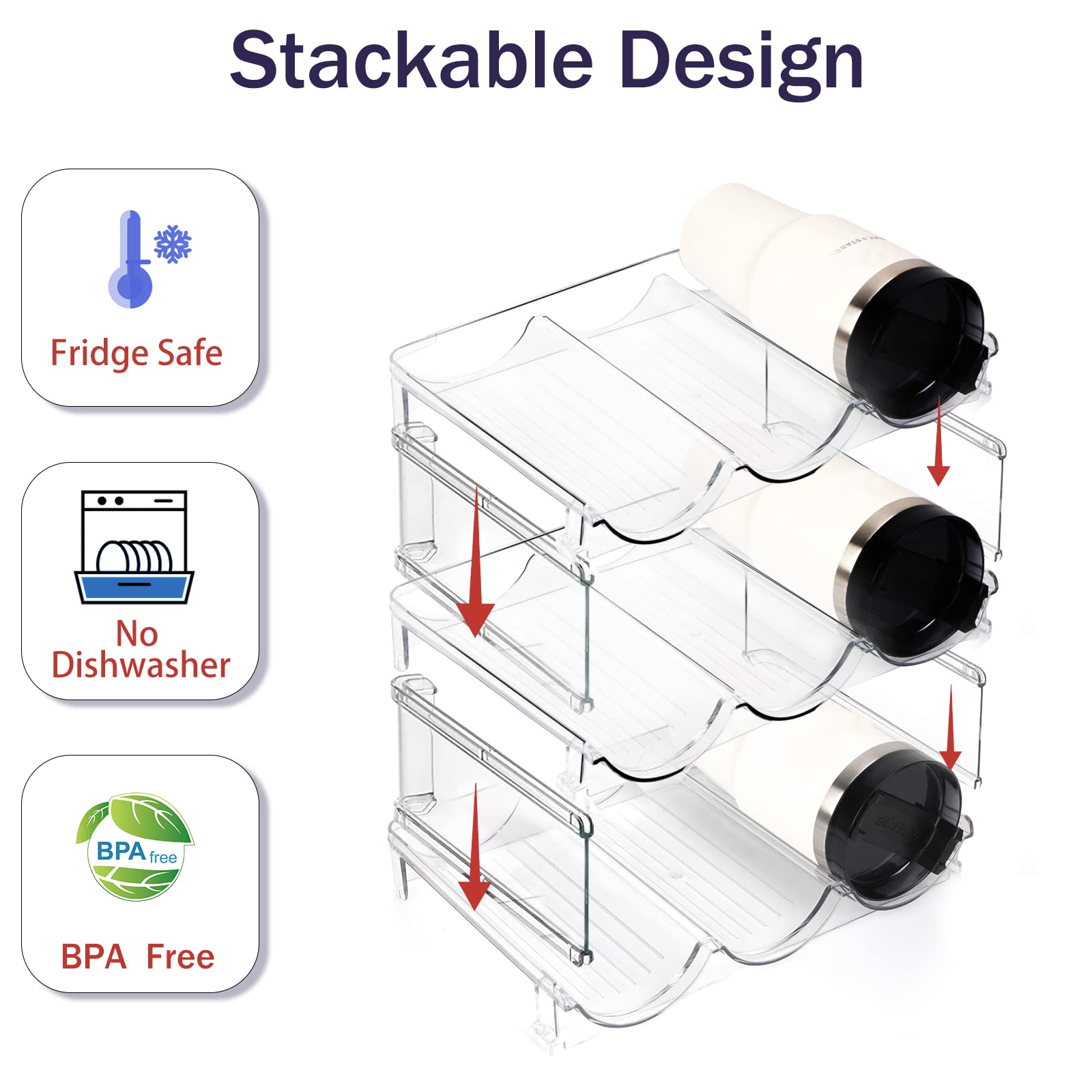 Sisfung Water Bottle Organizer for Cabinet, Water Bottle Storage for Kitchen Organization (2 Tier).