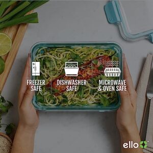 Ello Duraglass 3.4 Cup Meal Prep Sets 10Pc, 5 Pack Set- Glass Food Storage Container with Silicone Sleeve and Airtight BPA-Free Plastic Lids, Dishwasher, Microwave, and Freezer Safe, Evening Orchard