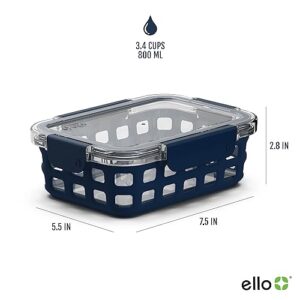 Ello Duraglass 3.4 Cup Meal Prep Sets 10Pc, 5 Pack Set- Glass Food Storage Container with Silicone Sleeve and Airtight BPA-Free Plastic Lids, Dishwasher, Microwave, and Freezer Safe, Evening Orchard