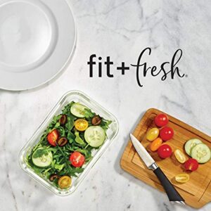 Fit & Fresh, 28 ounces, Set of 5 Locking Lids, Meal Prep, 5 Pack, Glass Storage Containers with Airtight Seal, 28 oz, 28.4 oz, Clear