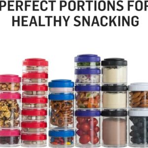 BlenderBottle GoStak Food Storage Containers for Protein Powder, Healthy Snacks, and Portion Control, 4-Piece Starter Pak, White