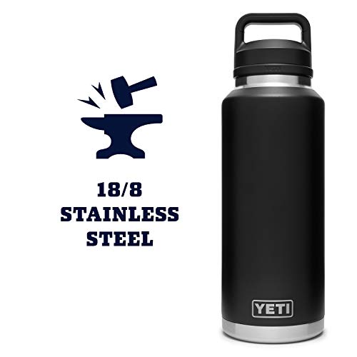 YETI Rambler 46 oz Bottle, Vacuum Insulated, Stainless Steel with Chug Cap, Black