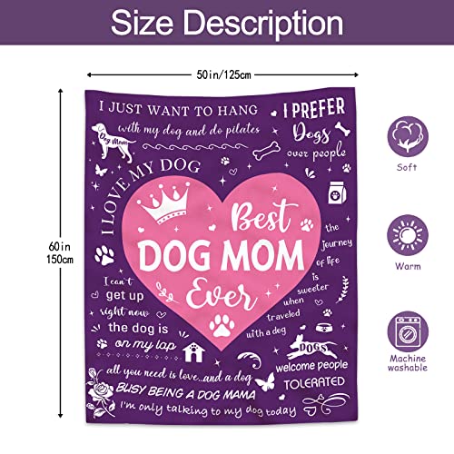 Ruvinzo Dog Mom Gifts for Women, Dog Lovers Gifts for Women, Gifts for Dog Moms, Dog Mom Gift for Mothers Day, Best Gifts for Dog Owners, Gifts Idea for Dog Lover, Dog Mom Birthday Blanket 60” x 50”