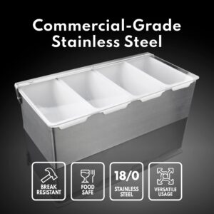 New Star Foodservice 48032 Stainless Steel Condiment Dispenser with 5 Compartments (NO ICE Tray Included)