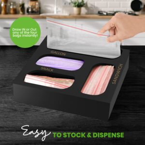 Utopia Kitchen Caddy Ziplock Bag Organizer, 4 Separate Bamboo Food Storage, Plastic Bag Holder for Kitchen Drawer, Suitable for Gallon, Quart, Sandwich & Snack Variety Size Bags - (Natural)