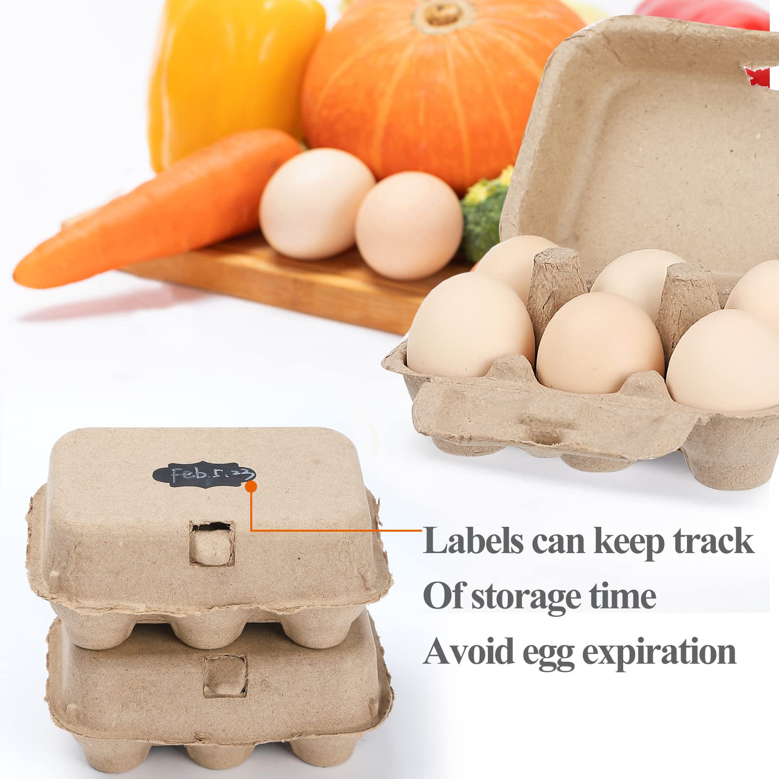 AEIMIJPQ Paper Egg Cartons for Chicken Eggs, 36 Pieces Pulp Fiber Half Dozen Egg Cartons Bulk 6 Count Egg Storage Containers Holder for Family Farm Market Fridge Storing Chicken Duck Eggs