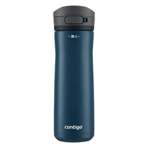 contigo jackson chill 2.0 vacuum-insulated stainless steel water bottle, secure lid technology for leak-proof travel, keeps drinks cold for 12 hours, 20oz blueberry