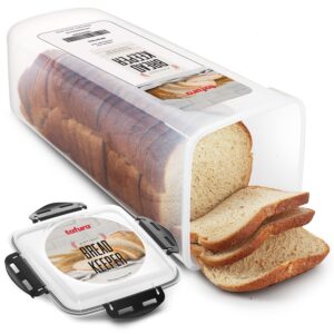 tafura bread container | plastic bread box | bread keeper with airtight lid | bread storage loaf container | airtight loaf bread saver, bpa free, 5 liter