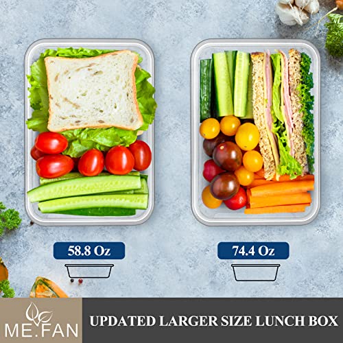 ME.FAN 10 Pack [74.4 Oz-58.8 Oz] Food Storage Containers with Lids Meal Prep Containers, Airtight Food Containers for Kitchen Storage Organization- Lunch Boxes with Labels & Marker Black